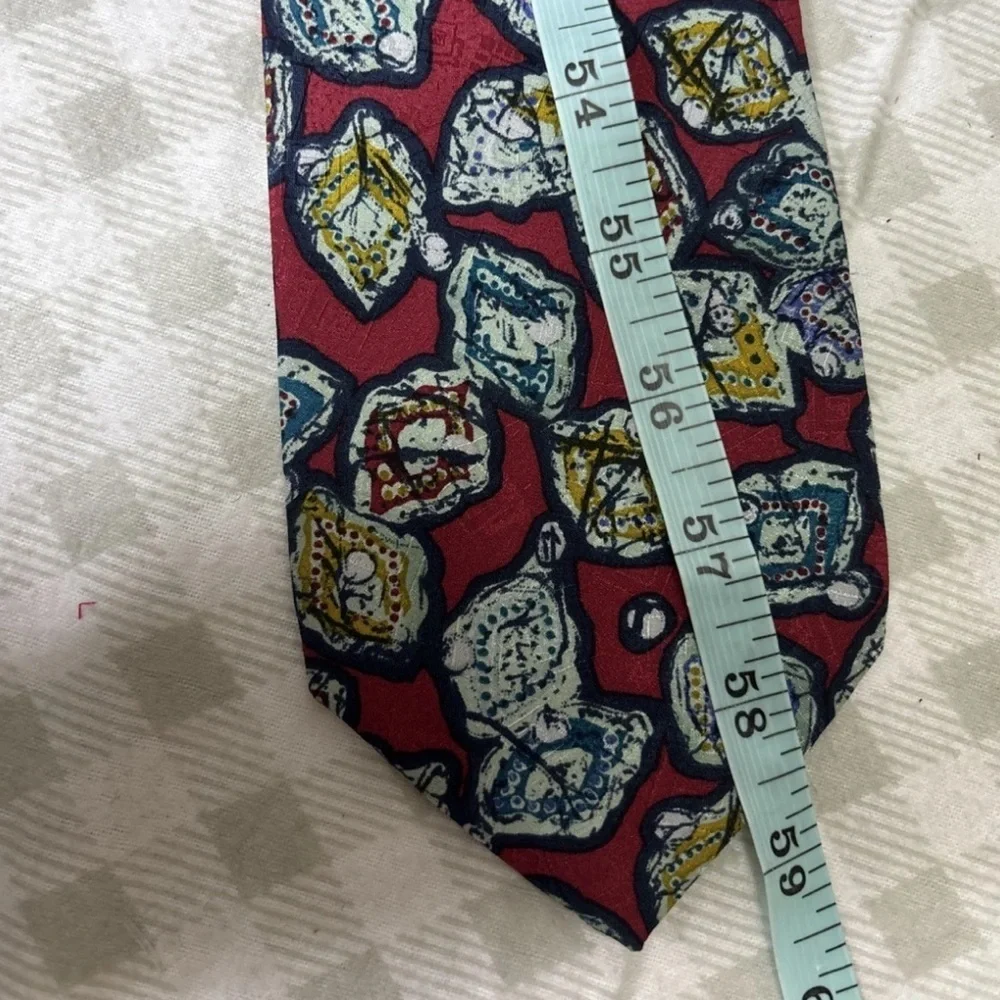 Tino Cosma 100% Italian Silk Necktie Red And Blue Pattern